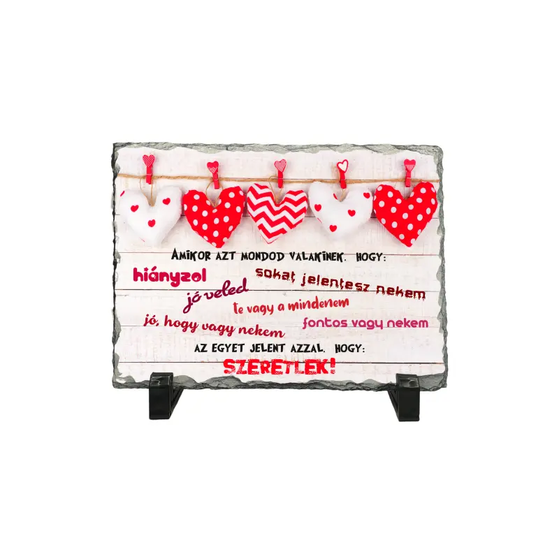 Szeretlek, piatra ardezie personalizata, cu mesaj model pa022